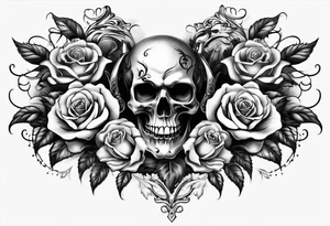 tattoo with devil, roses and skulls for the chest tattoo idea