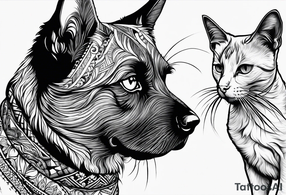 Dog cat tattoo idea