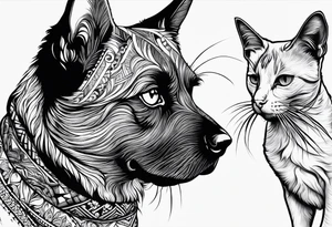 Dog cat tattoo idea