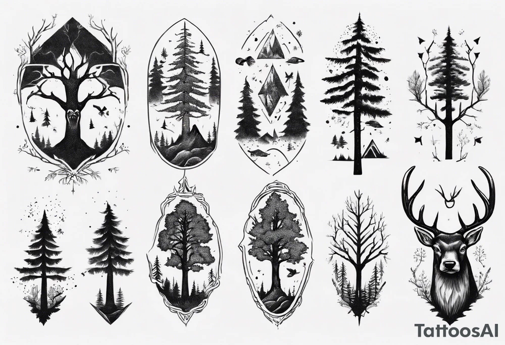 Nordic, with time, living in present, forest, muscular tattoo idea