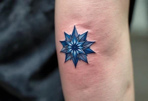 A navy blue eight-pointed star tattoo represents inner depth and personal truth. tattoo idea