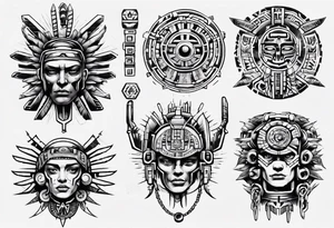 cyberpunk aztec tattoo idea