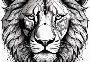 Lion face, half geometry tattoo idea