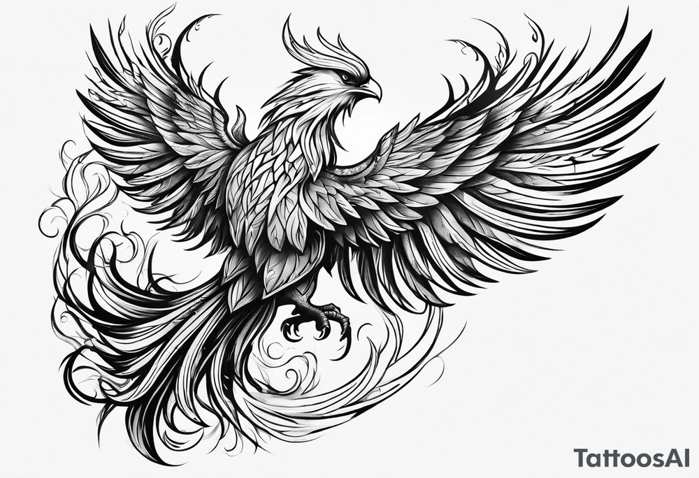 phoenix coming from flames tattoo idea