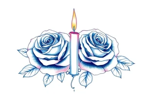Passed love one, two roses, two candles, blue tattoo idea