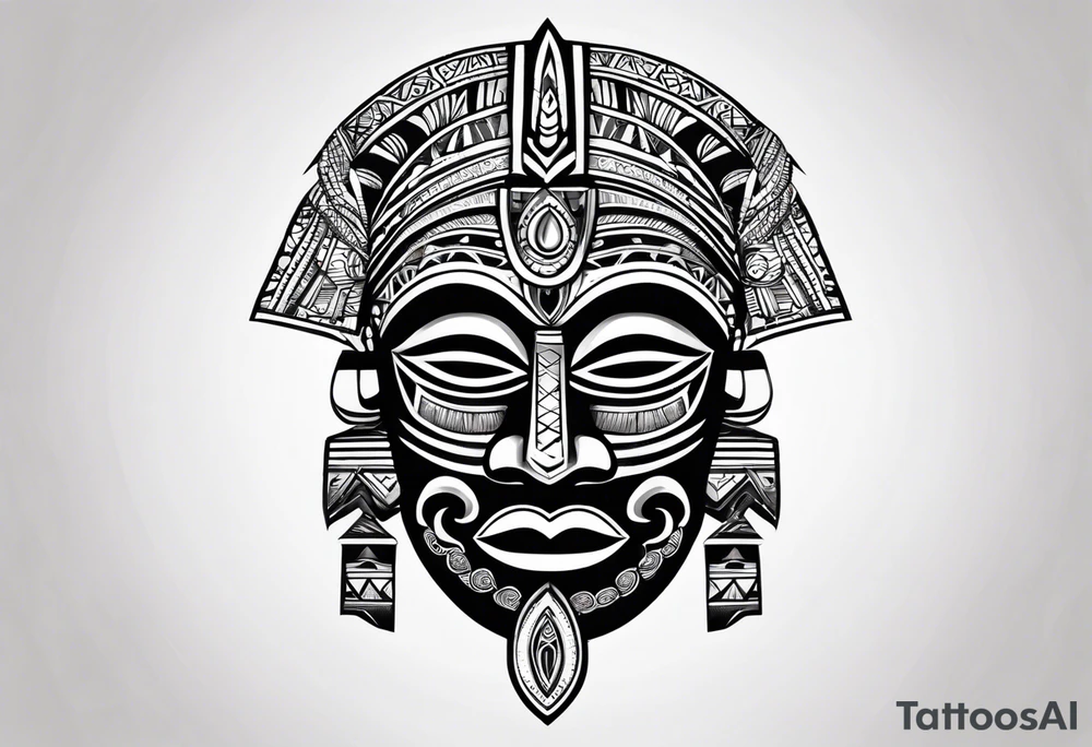 West African tribal mask simple tattoo idea