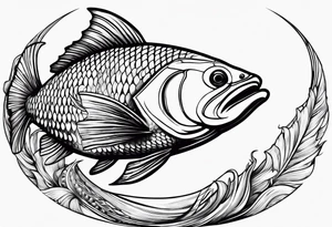 Swimming fish that is curved tattoo idea