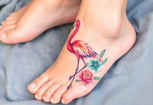 Flamingo made of flower tattoo idea