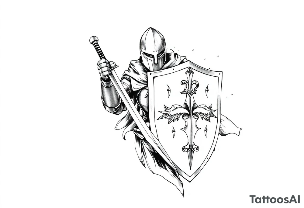 A knight with a sword and shield after winning a battle for my forearm to finish my sleeve off tattoo idea