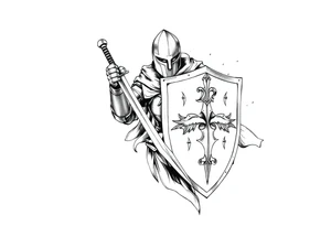 A knight with a sword and shield after winning a battle for my forearm to finish my sleeve off tattoo idea