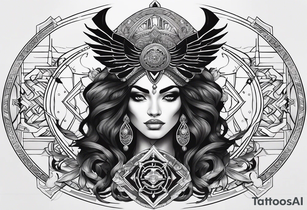 kali ma, alien goddess, valkrye, aries, pirate, divine feminine, zenza resonance, pachamama, lotus azul, blank panther, eagle, skull, 5D, nueva gaya, dna 12 tattoo idea