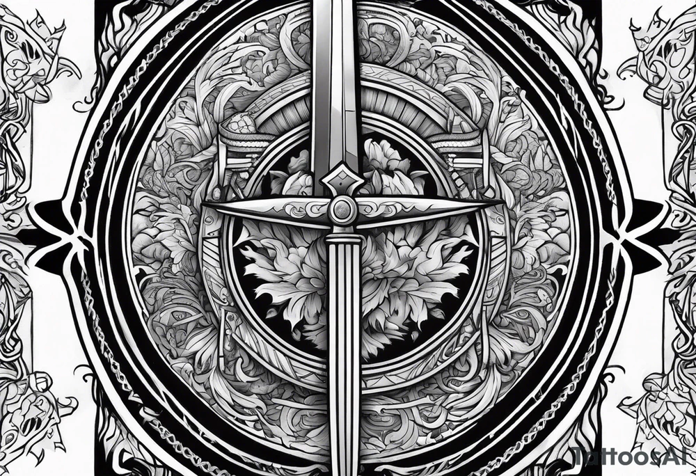 Valhalla sword shield banner tattoo idea