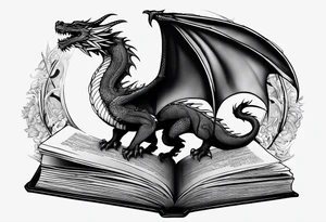 a book with pages falling out that turn into dragons tattoo idea
