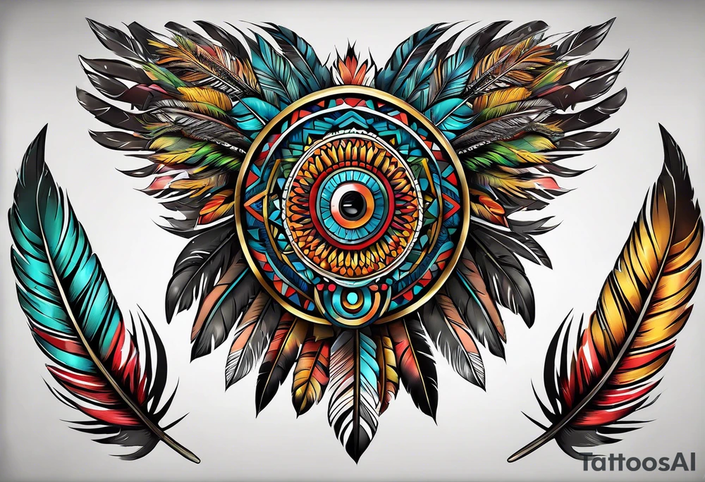 Aztec turkey feather tattoo idea