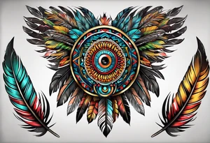 Aztec turkey feather tattoo idea