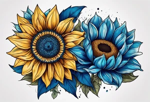 Blue sunflower tattoo idea