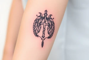 YH WH in lungs with cross and grape vines tattoo idea