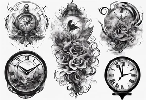 Clock fading with smoke tattoo idea