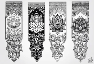 Hand of Fatima lotus flower sleeve tattoo idea
