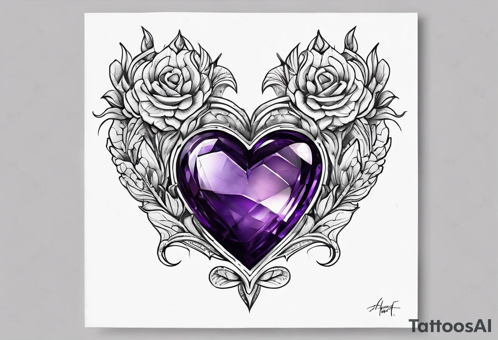 Amethyst heart tattoo idea