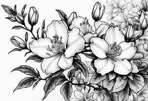 Azaleas with buds along branch tattoo idea