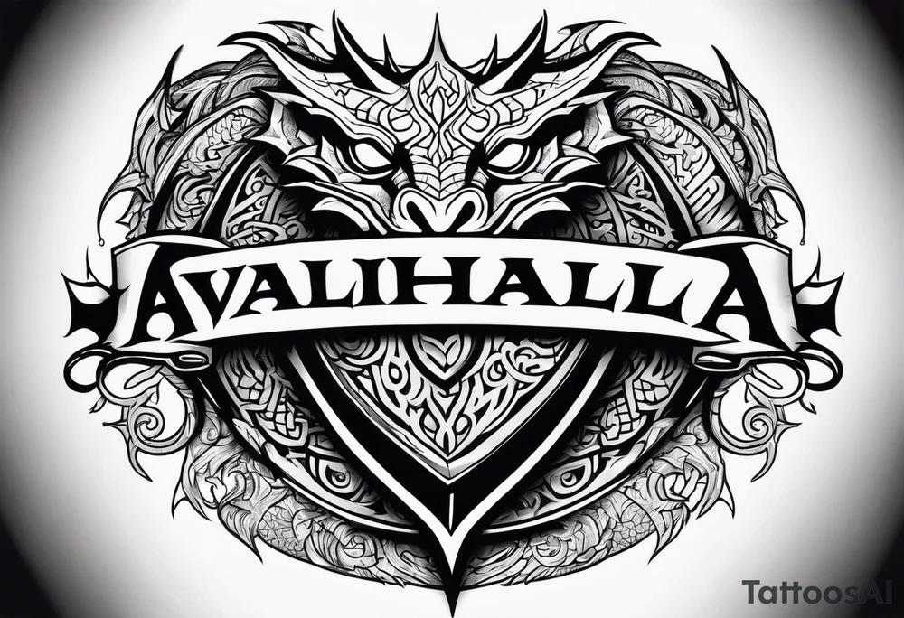 Valhalla sword shield dragon tattoo idea
