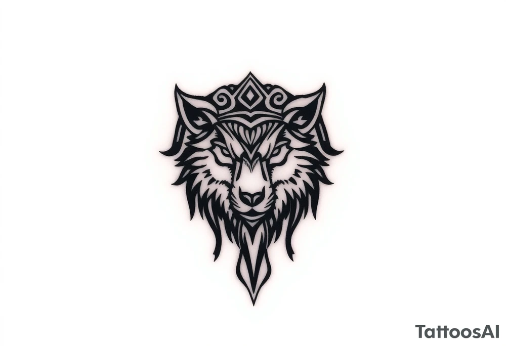 Wolf wearing a sheep like a costume with the sheep's head shapes to a hat tattoo idea