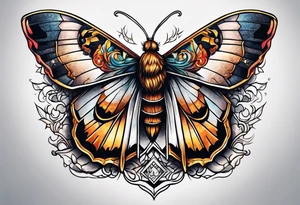 Moth flying near a campfire tattoo idea