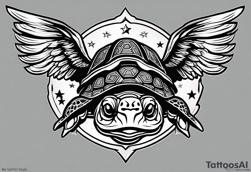 Turtle with wings logo for a baseball team called “Tri City Turtles” tattoo idea