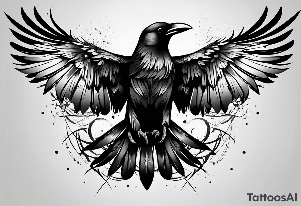 crow with open wings tattoo idea
