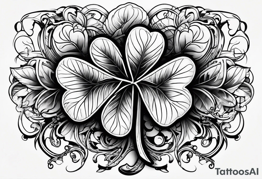 a single three leaf clover with vine tattoo idea
