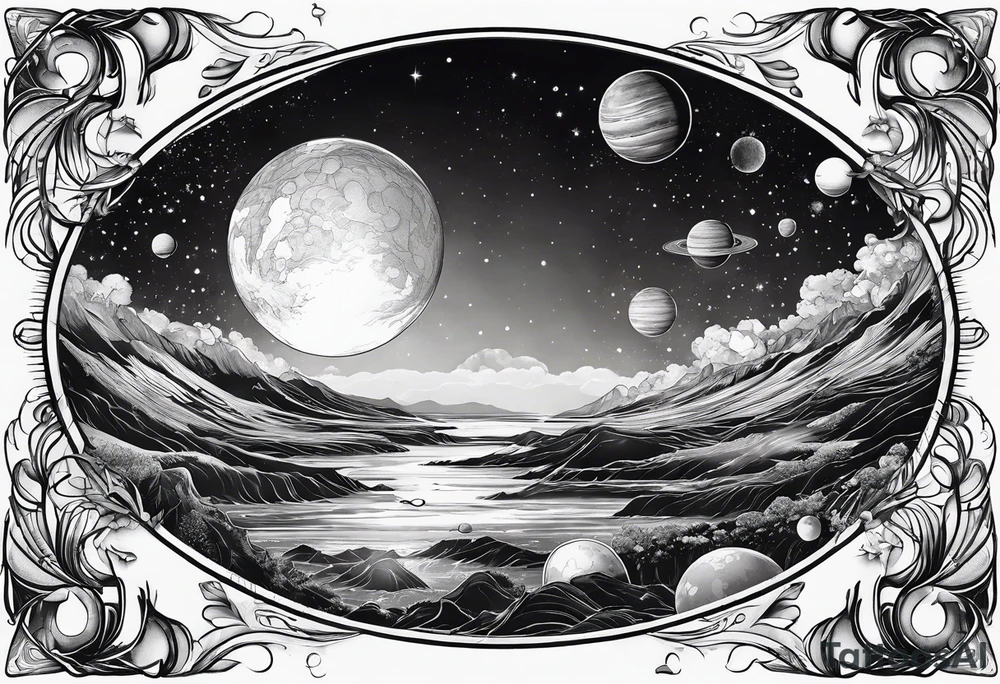 solar system, on spine tattoo idea
