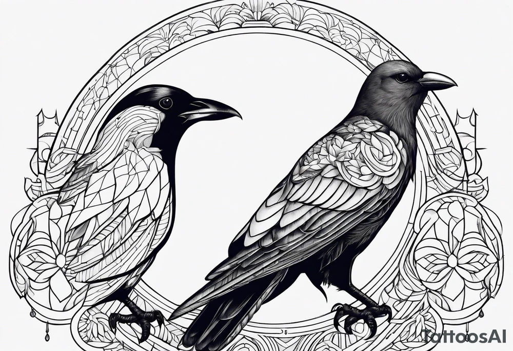 Half crow half dove tattoo idea