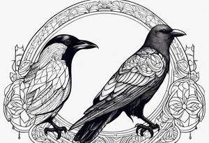 Half crow half dove tattoo idea