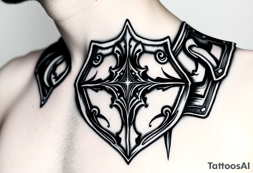 Mid-evil
 Shoulder plate armor tattoo idea