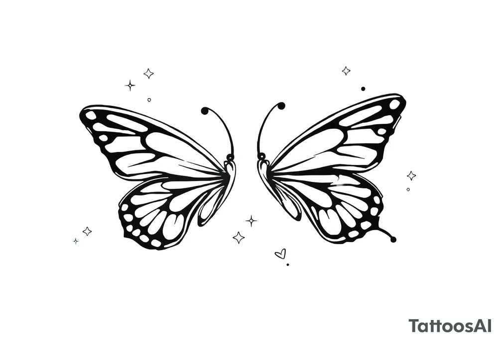 Simple outline of butterflies with lots of sparkles and bubbles tattoo idea