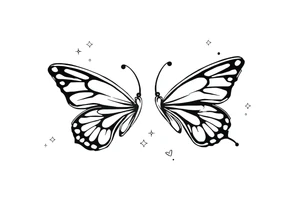 Simple outline of butterflies with lots of sparkles and bubbles tattoo idea