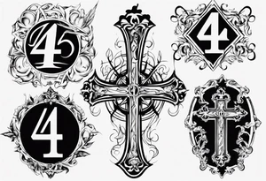 Cross with the number 4 tattoo idea