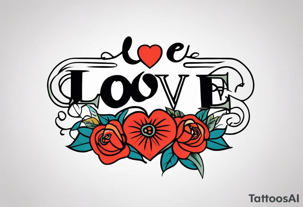 band for around an arm, incorporating the word love tattoo idea