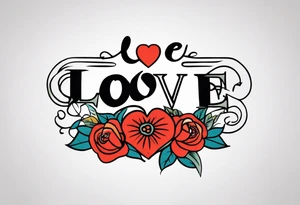 band for around an arm, incorporating the word love tattoo idea