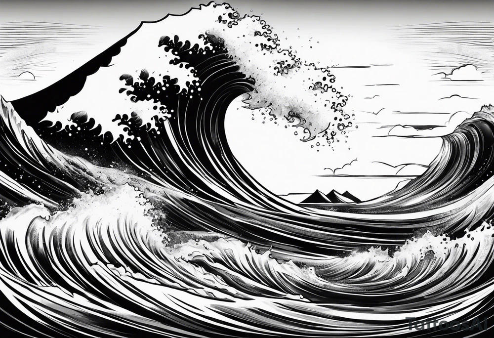 waves crashing on a mountain. 3 stars i the sky tattoo idea