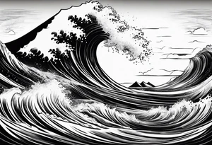 waves crashing on a mountain. 3 stars i the sky tattoo idea