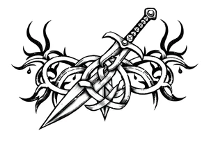 Armband tattoo of a sword with covered in a Celtic knot tattoo idea