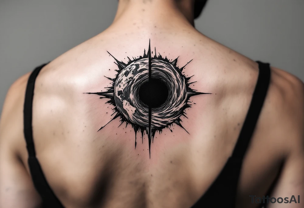 2 different worlds on both sides of a black hole tattoo idea
