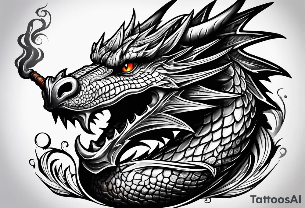 Dragon smoking pipe tattoo idea