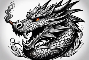 Dragon smoking pipe tattoo idea