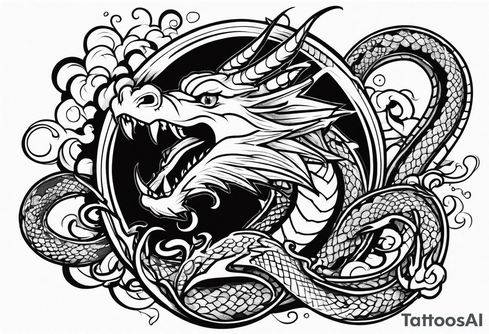 dragon fighting with snake tattoo idea