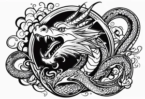 dragon fighting with snake tattoo idea