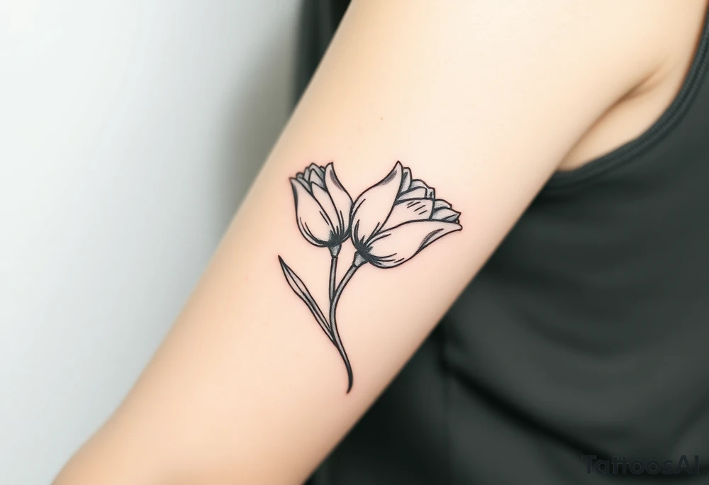 two intertwined tulips with stem tattoo idea