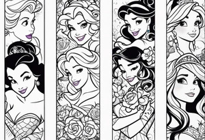 Disney princess arm sleeve tattoo idea